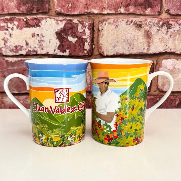 Juan Valdez Cafe Retro Coffee Mugs ~ Set of 2 - Picture 2 of 8